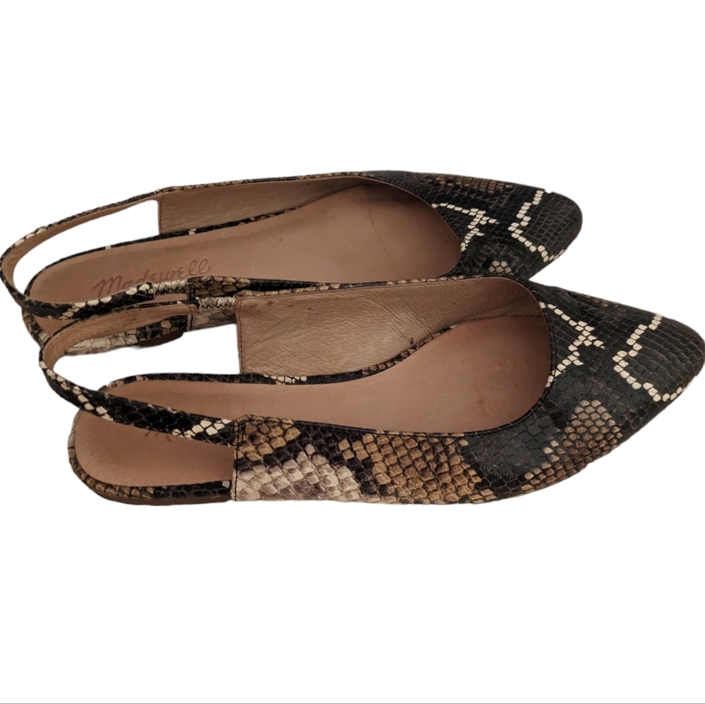 Madewell, The Margot Slingback Flat in Snake Embossed Leather, size 7.5 - Picture 2 of 7
